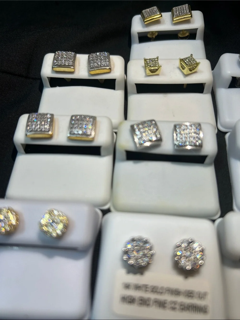 High-End CZ Stud Earrings - Gold & Silver Tones (Bundle)